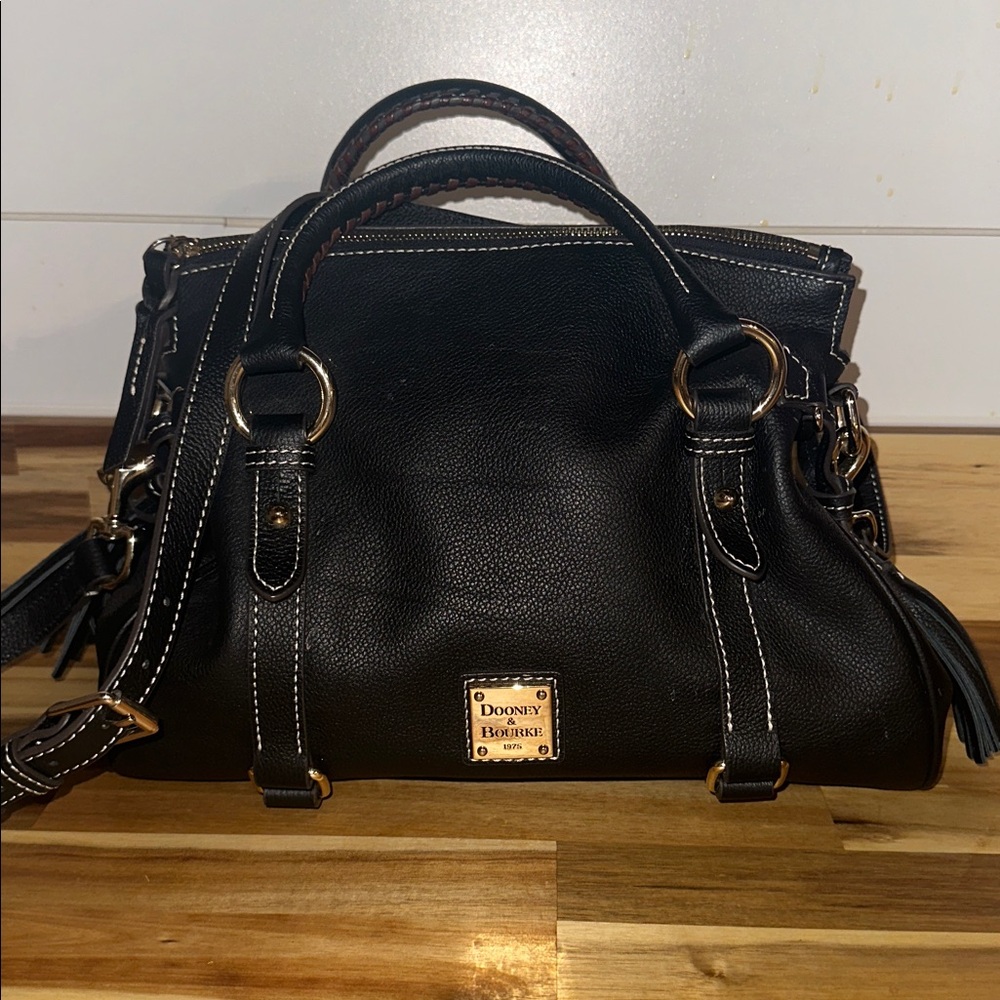 SOLD…Dooney & Bourke Black Medium Pebble Grain Leather Satchel